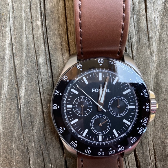 Mens Fossil Neale Leather Watch New 